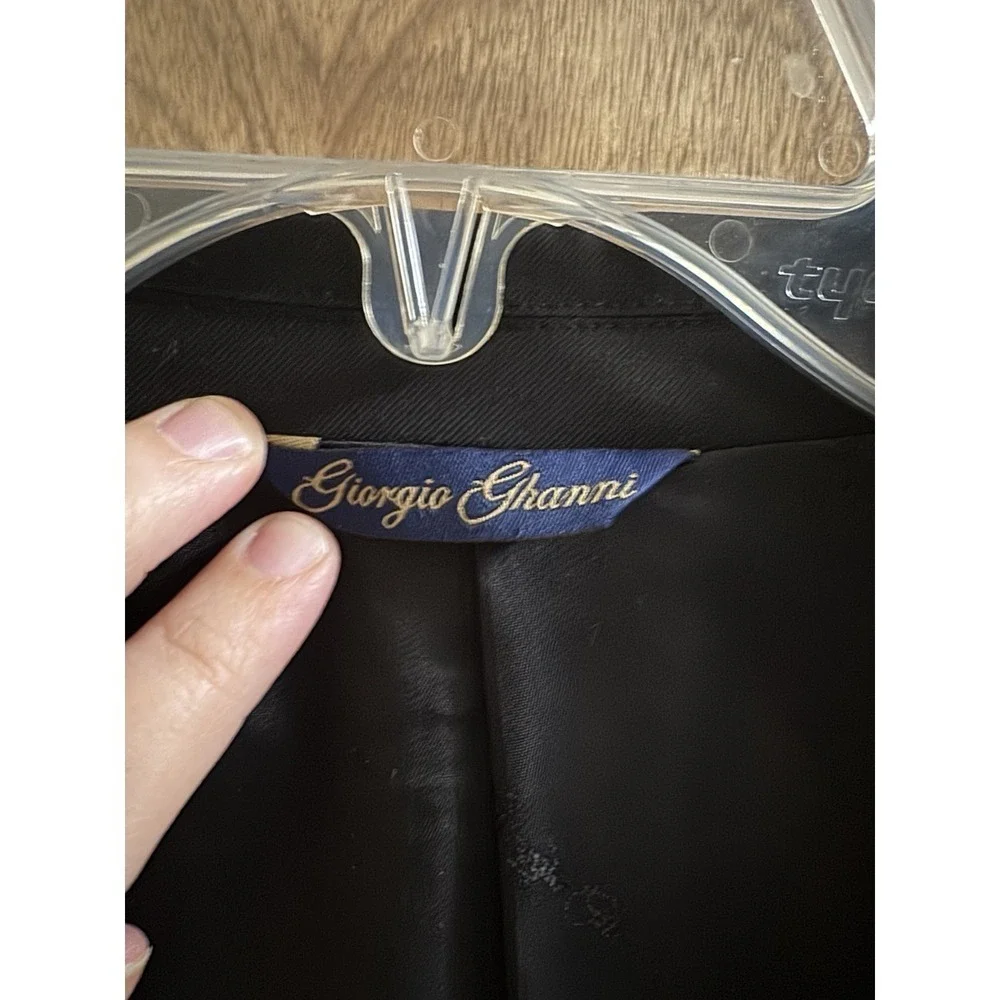 Giorgio Ghanni Charles Suit Blazer Men 48R Merino Wool Super 140s Italian Black